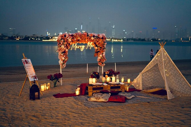 A Private Bespoke Beach Proposal in Dubai: Sand, Sea, and Love - Customized Experience Tailored to Your Love Story