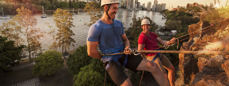 Abseil Brisbanes Kangaroo Point Cliffs - The cliff edge is the real first challenge