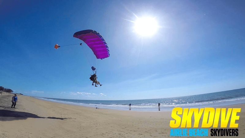 Airlie Beach Tandem Skydive Beach Landing Experience - The Whitsundays view begins before the beach landing