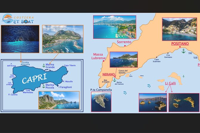 Amalfi Coast, Capri & Li Galli Islands BOAT EXCURSION - Itinerary Overview