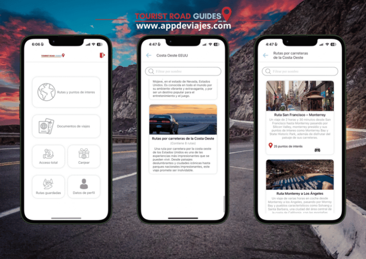 App Audio Guide Routes West Coast United States - Pacific Coast Highway Highlights