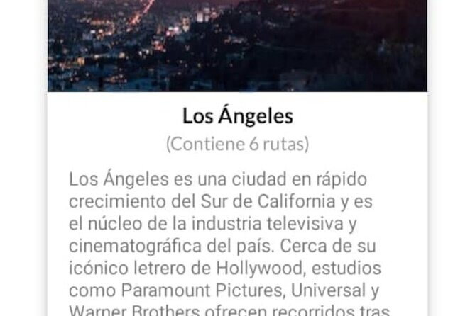 APP Self-Guided Route Los Angeles With Audioguide - Included Features