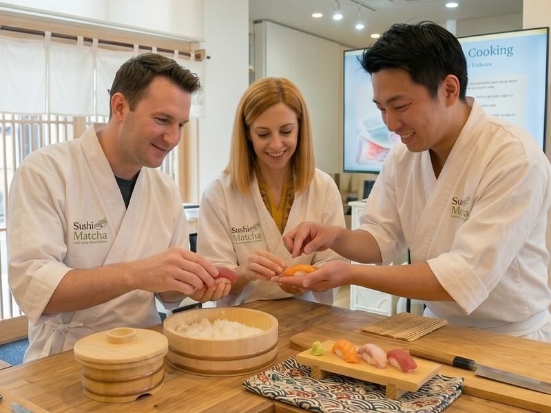 Asakusa Tokyo Sushi Making Class: Sake Barrel Toast & Whisk Matcha - The sake barrel toast sets the tone