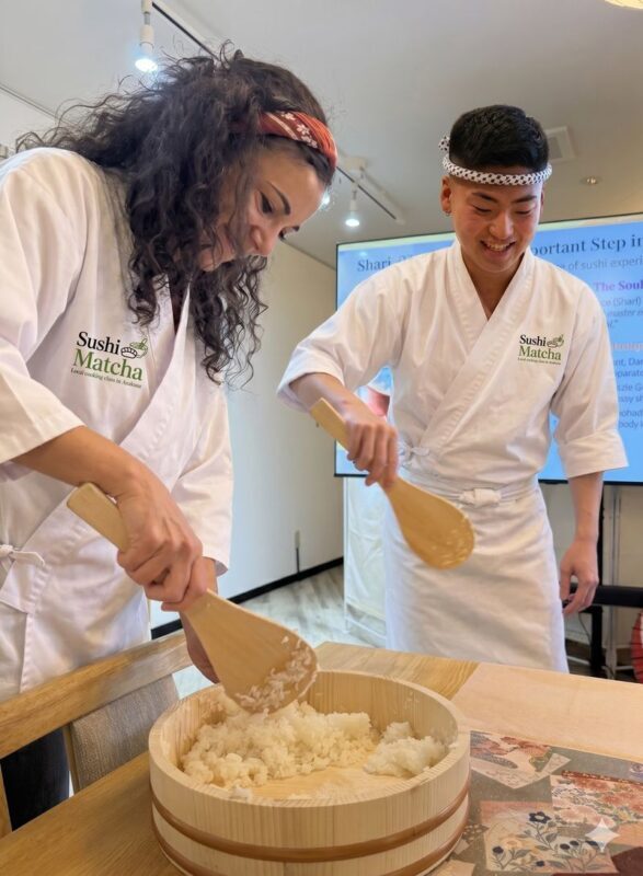 Asakusa Tokyo Sushi Making Class: Sake Barrel Toast & Whisk Matcha - Your sushi becomes lunch or dinner