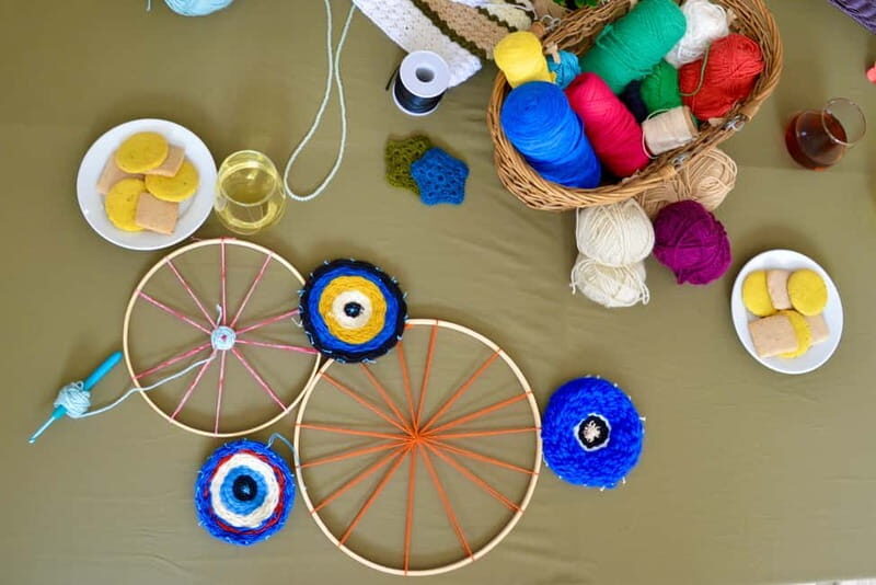 Athens: Evil Eye Weaving Workshop with Greek Tea - The Set Design and Sensory Experience