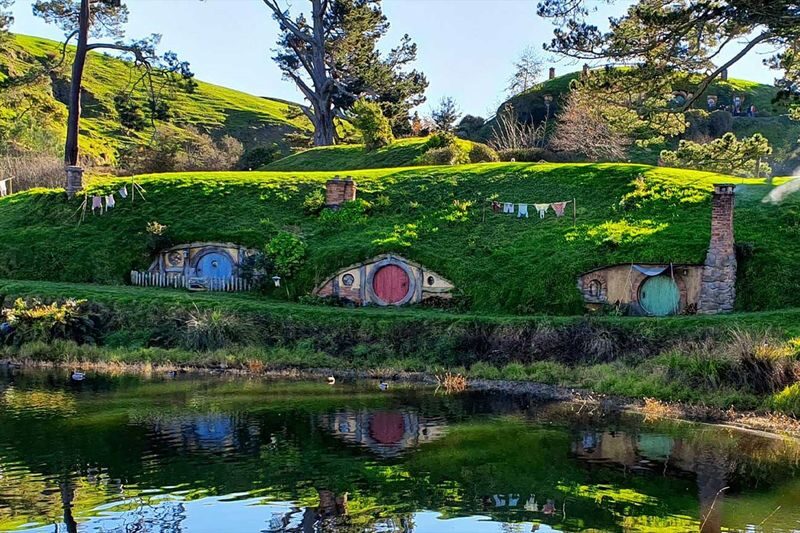 Auckland to Rotorua: Hobbiton & Waitomo Tour with Picnic Lunch - Hobbiton’s round doors and Bagshot Row