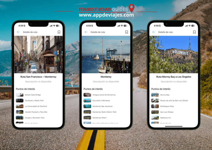 Audio Guide App Route San Francisco to Los Angeles - Route Highlights