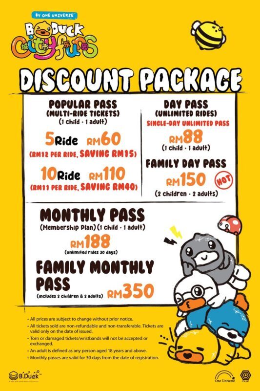 B.DUCK City Funs by ONE UNIVERSE @ AEON Mall Bandar Dato Onn - What the passes are worth