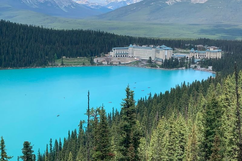 Banff Lake Louise and Moraine Lake Full-Day Tour with Canyon Hike - Lake Louise: a famous view with a clock running