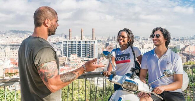Barcelona Guided Tour by Vespa & Jamón Premium Tasting - Culinary Experience
