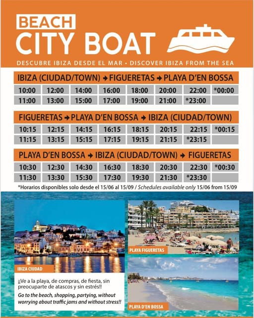 Beach HOPPING Ibiza ( Town ) - Figueretas - Playa D Bossa - Ticket Options for Your Journey