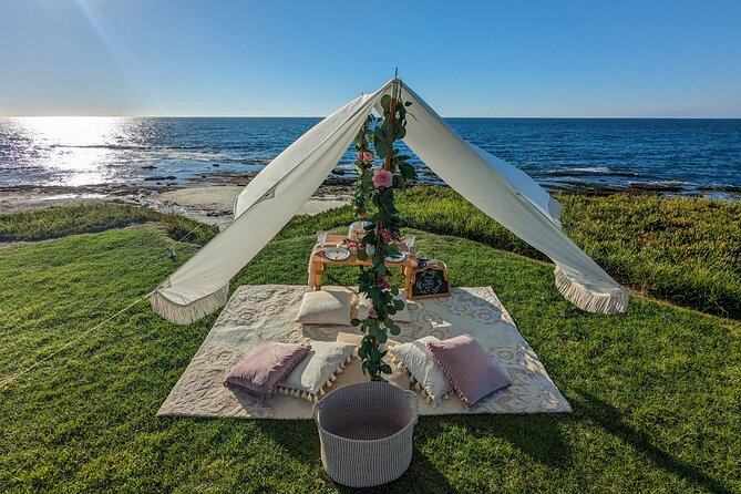 Beautiful Luxury Picnic Overlooking the La Jolla Coastline - Picnic Setup and Greeting