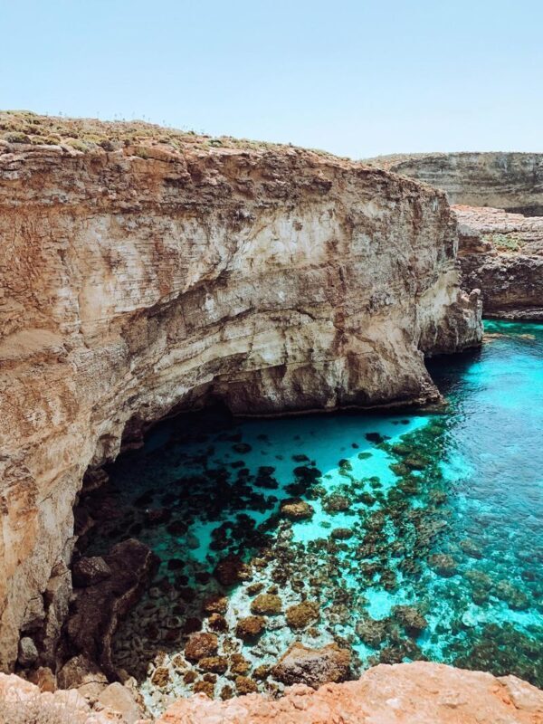 Blue Lagoon, Crystal Lagoon, Gozo, Comino with SeaCaves - Gozo Harbour and the coast beyond