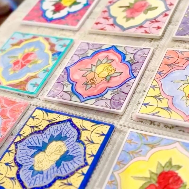 Brushes of Heritage: Peranakan Tile & Shophouse Painting Workshop - Painting a Majolica-inspired tile