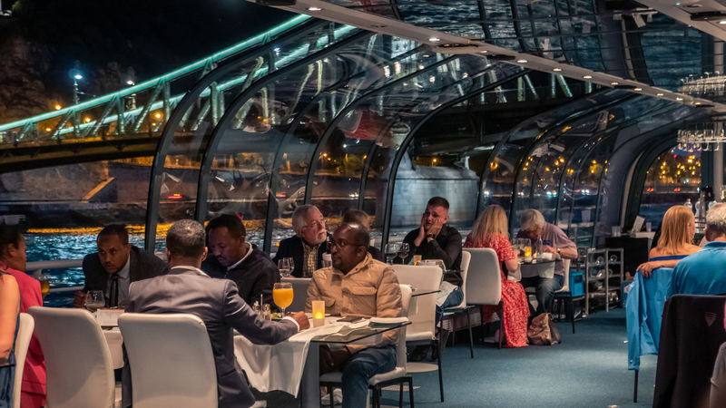 Budapest Candlelit Dinner Cruise with Live Music - A candlelit table with Budapest outside