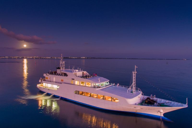 Buffet Cruise in Miyako Island Okinawa - The Aqua Lounge and its fish-viewing windows
