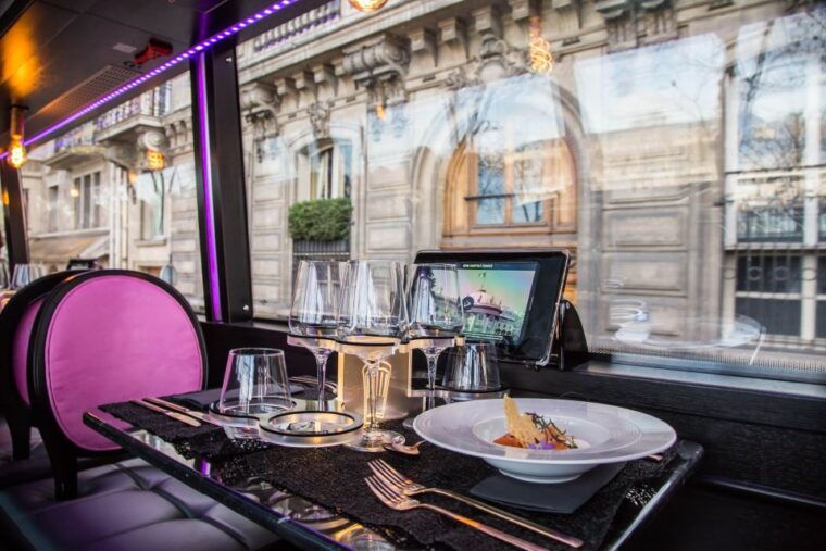 Bus Toqué Champs Elysées Tour W/ 3-Course Dinner & Champagne - Panoramic Views of Paris
