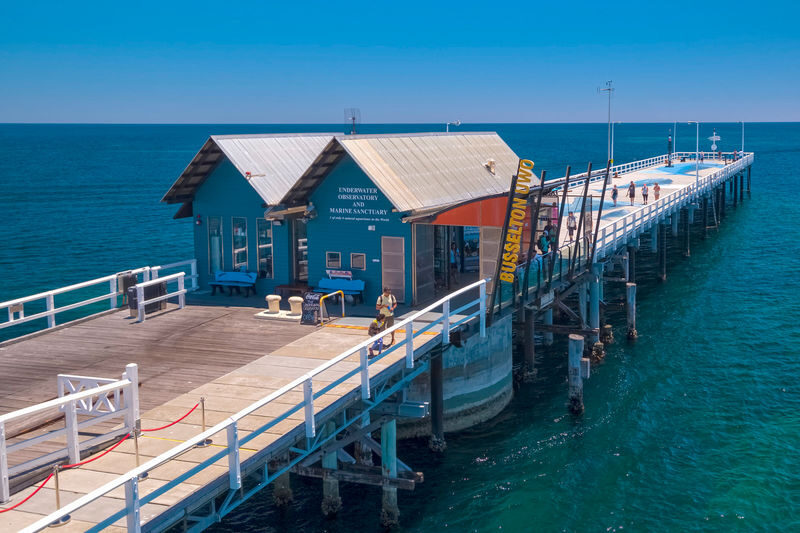 Busselton Jetty Underwater Observatory Experience - The electric train ride across Geographe Bay