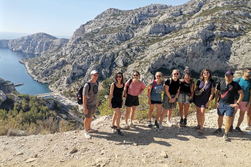 Calanques National Park Guided Hiking Tour in Marseille - Looking down on Callelongue, then unwinding at Les Goudes