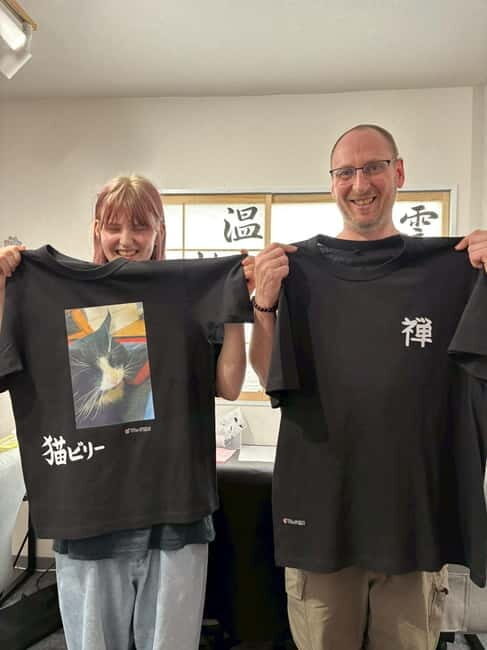 Calligraphy & print your calligraphy on a T-shirt. - Authentic Calligraphy Experience in Honshu, Japan