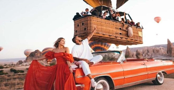 Cappadocia Classic Car Tour & Photoshoot & 1 Rental Dress - Champagne Party