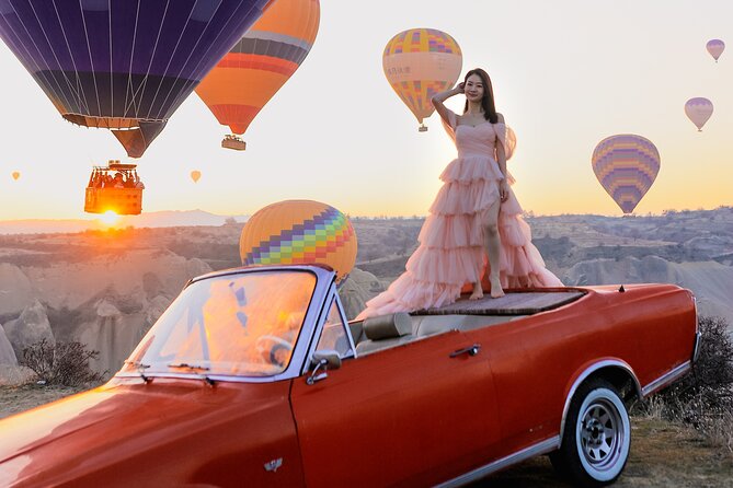 Cappadocia Private Photo Shoot With Flying Dress + Vintage Car - Meeting and Pickup Logistics