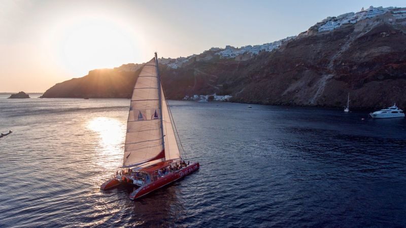 Catamaran red cruise experience with meal in Santorini - Should you book it?