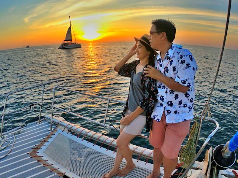 Catamaran Sail to Coral Island & Sunset Dinner Cruise - The sail toward Promthep Cape and the early buffet