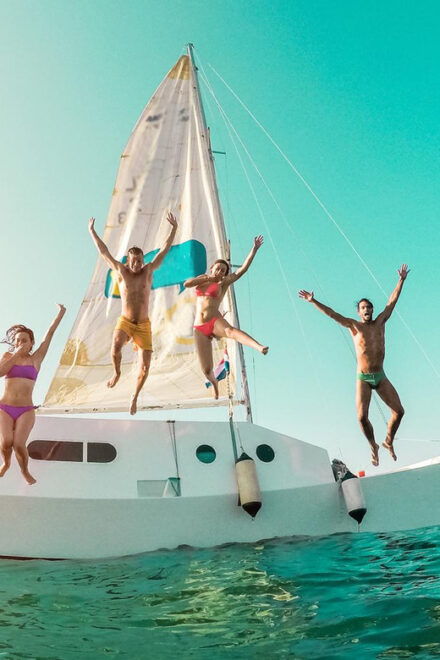 Catamaran to Isla Mujeres - Beach Club and Dining