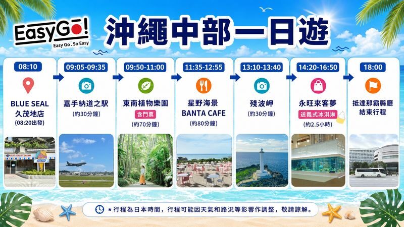 Central Okinawa Day Tour: Hoshino Banta Cafe & Cape Zanpa & Southeast Botanical Gardens & AEON MALL Okinawa Rycom (Chinese-speaking Guide) - A full day out, without the rental car