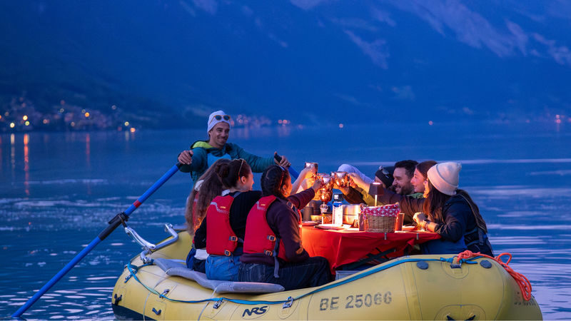 Cheese Fondue Float in Interlaken - What the meal and scenery add