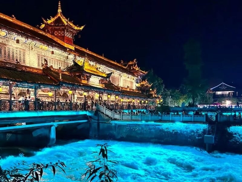 Chengdu Dujiangyan Irrigation System Full-Day Small Group Tour (Inc. Nanqiao Bridge Night Visit) - Nanqiao Bridge after dark