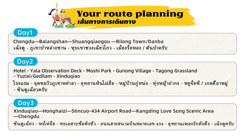 Chengdu + Four Girls Mountain + Xinduqiao + Moshigou Stone Forest Park + Yuzixi 3 - Should you book it?