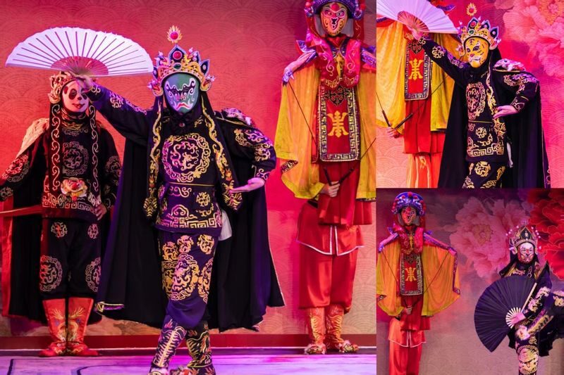 Chengdu Tianfu Square "Gaiwaner Liyuan" face-changing fire-breathing intangible cultural heritage Sichuan opera performance - Finding the theater at Tianfu Square