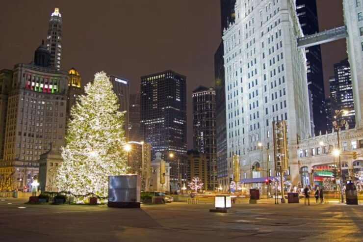 Chicago's Festive Lights: A Magical Christmas Journey - Iconic Skyscrapers Illuminated