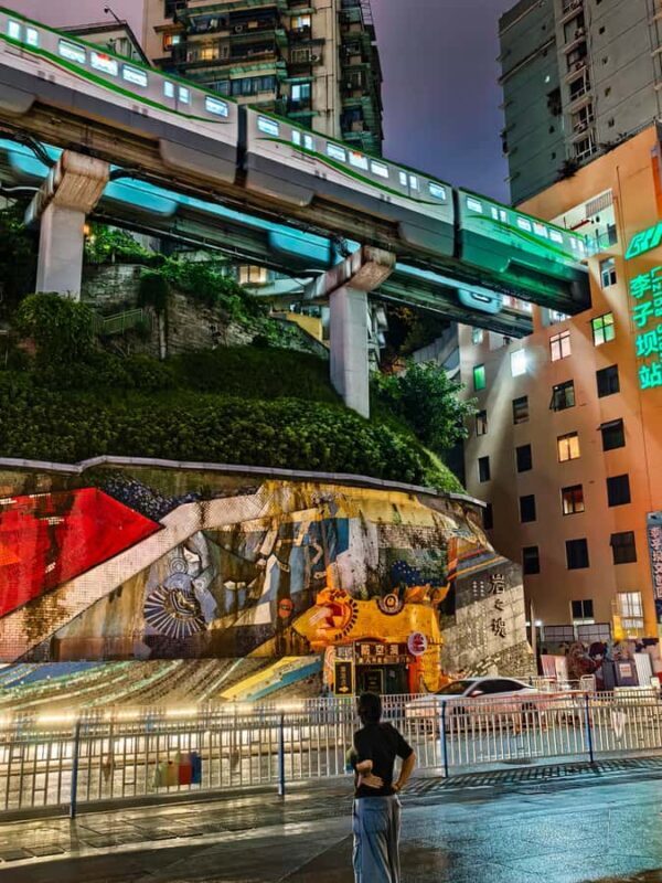 Chongqing: Ancient Town, Monorail, Park and Art Private Tour - The Monorail Through a Building