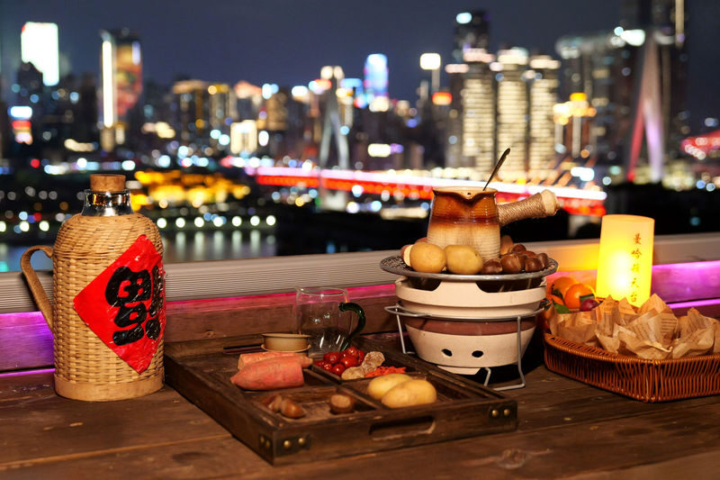Chongqing Manhattan Rooftop | Tea Stall, BBQ - A rooftop view with Chongqing’s landmarks in one frame