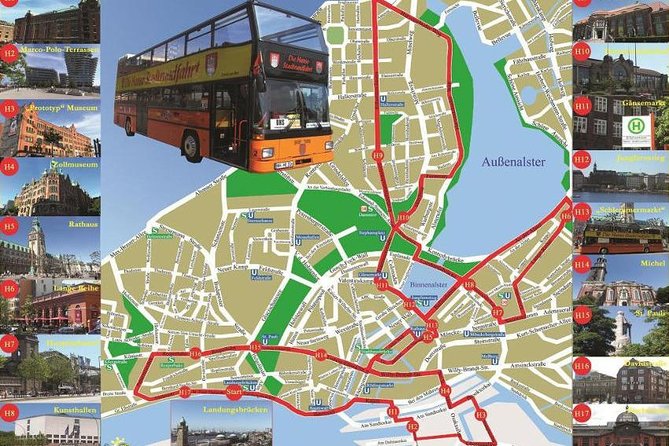 City Tour of Hamburg in a Double-Decker Bus Hopp on / Hopp off Day Ticket - Tour Stops