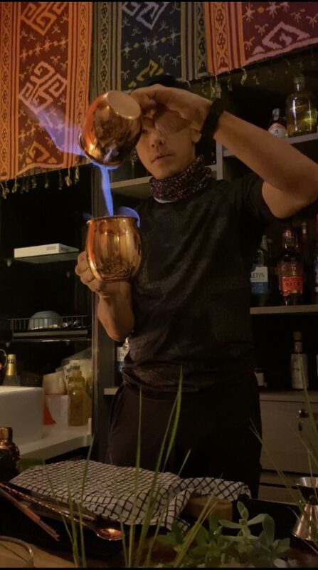 Cocktail Making Experience at The Sundowner - Shaking a Whisky Sour, then mixing and stirring