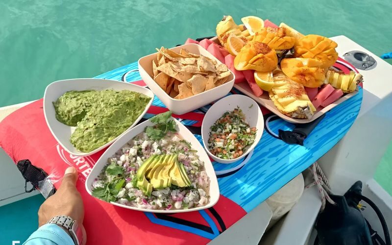 Cozumel Turtle Sanctuary Snorkeling and Coral Reef Experience - Fresh ceviche, snacks, and six cold drinks