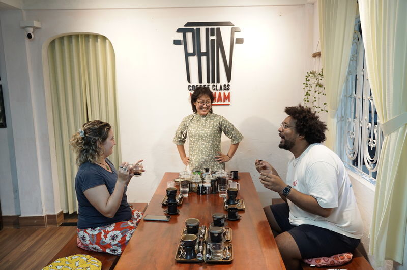 Da Nang Phin Coffee Class With Egg, Salt & Coconut Styles - Four coffees, one small phin
