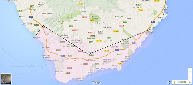 Departure - South Island Hotels to Tenerife South Airport - End Point