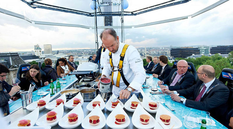 Dinner in the Sky Experience - A rotating table, a working chef and shared views