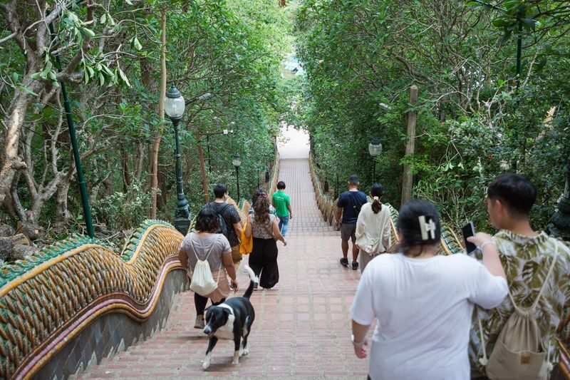 Doi Suthep and Wat Pha Lat Sunrise Tour - Half Day - Climbing to Doi Suthep before the crowds