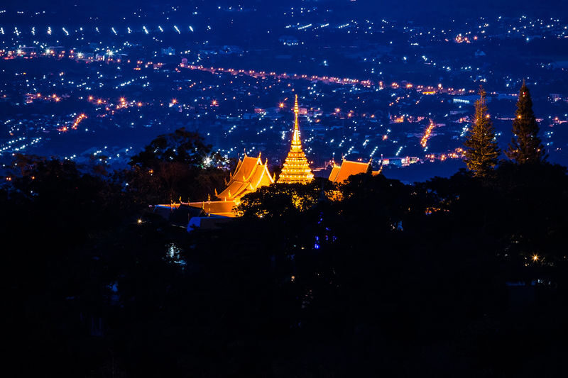 Doi Suthep and Wat Umong Guided Night Tour - Chiang Mai from the mountain at night