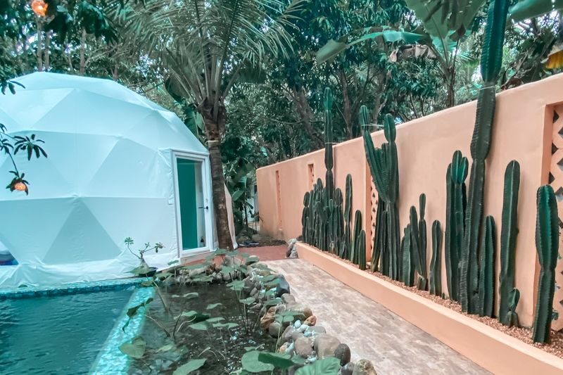 Domescape Glamping in Batangas - The private natural pool