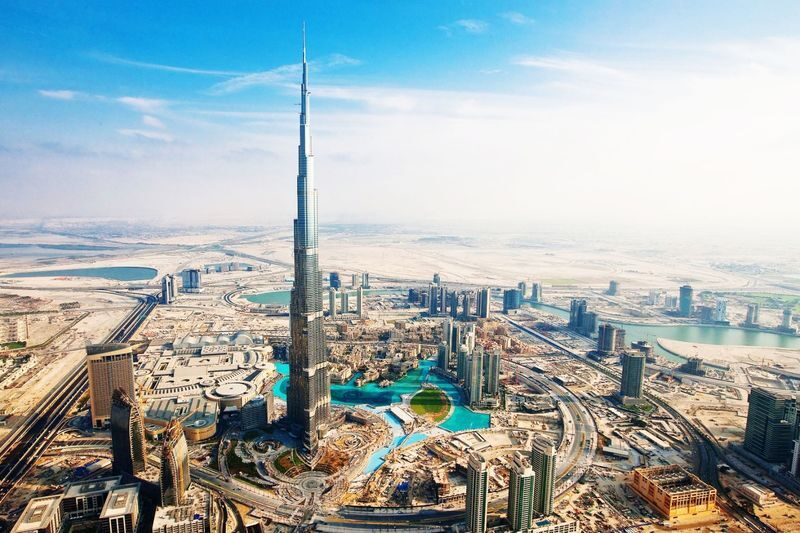 Dubai City Tour with Multiple Options & Departure Points - Palm Jumeirah and the modern skyline from the coach