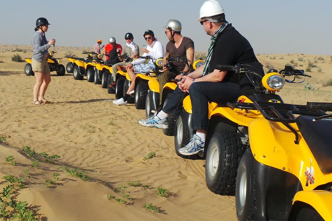 Dubai Desert Afternoon Quad Safari With Camel Ride, BBQ Dinner and Belly Dancing - Desert Sunset Photos and Refreshments
