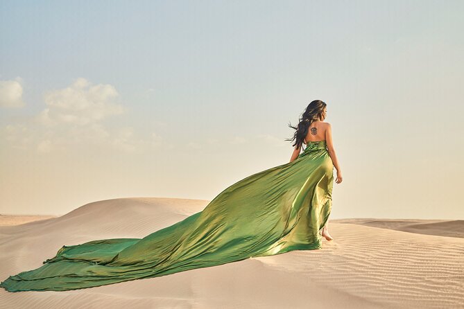 Dubai Desert Flying Dress Photoshoot - Booking and Planning for a Dubai Desert Flying Dress Photoshoot