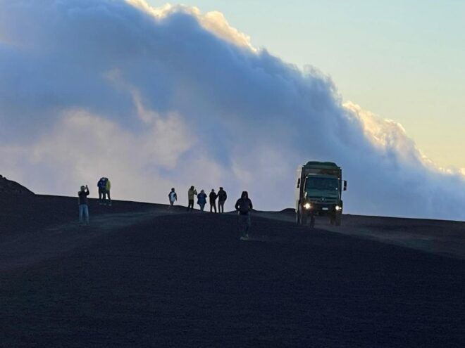 Etna North Sunset: Summit Area & Craters of 2002 - Sunset Viewing Point at 2900m